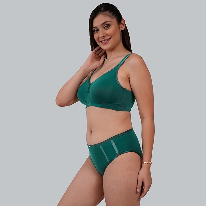 SOIE Bra & Brief Set – Women’s Full Coverage Minimiser with High Waist Bottom